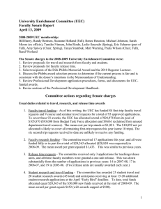 University Enrichment Committee (UEC) Faculty Senate Report April 13, 2009