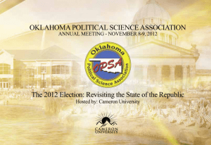 OKLAHOMA POLITICAL SCIENCE ASSOCIATION ANNUAL MEETING - NOVEMBER 8-9, 2012