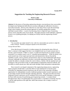 Suggestions for Teaching the Engineering Research Process