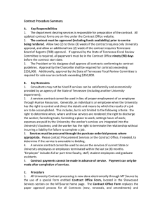 Contract Procedure Summary A.      Key Responsibilities