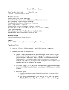 Council of Deans – Minutes  Date: Tuesday, May 3, 2011