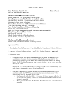 Council of Deans - Minutes  Date: Wednesday, August 7, 2014