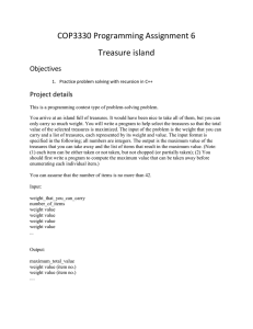 COP3330 Programming Assignment 6 Treasure island Objectives Project details