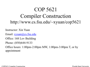 COP 5621 Compiler Construction