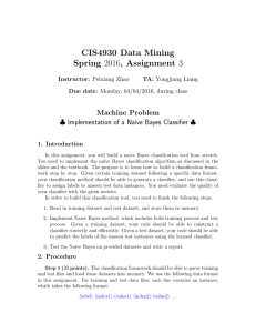 CIS4930 Data Mining Spring 2016, Assignment 3 Machine Problem