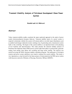 Transient Stability Analysis of Petroleum Development Oman Power System
