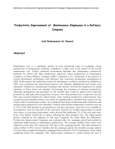 Productivity Improvement of  Maintenance Employees in a Refinery Company