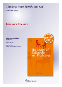 1 23 Thinking, Inner Speech, and Self- Awareness Johannes Roessler