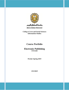 Course Portfolio Electronic Publishing College of Arts and Social Sciences