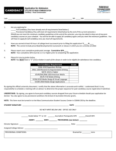 CANDIDACY Application for Admission