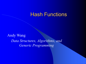 Hash Functions Andy Wang Data Structures, Algorithms, and Generic Programming