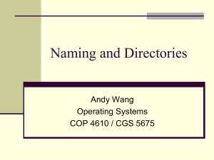 Naming and Directories Andy Wang Operating Systems COP 4610 / CGS 5675