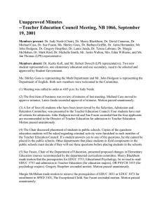 Unapproved Minutes --Teacher Education Council Meeting, NB 1066, September 19, 2001