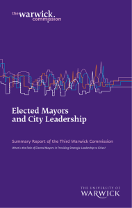 Elected Mayors and City Leadership Summary Report of the Third Warwick Commission