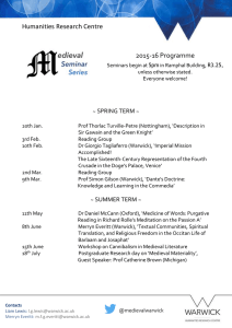 Humanities Research Centre 2015-16 Programme  ~ SPRING TERM ~