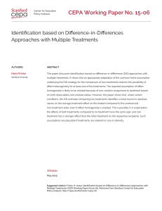 CEPA Working Paper No. 15-06 Identification based on Diﬀerence-in-Diﬀerences Hans Fricke