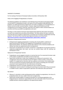 UNIVERSITY OF WARWICK Policy on the Engaging of Postgraduates as Teachers