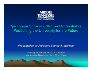 Positioning the University for the Future Tuesday, November 18