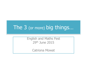 The 3 big things… (or more) English and Maths Fest