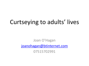 Curtseying to adults’ lives Joan O’Hagan 07515702991