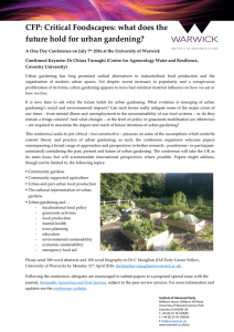CFP: Critical Foodscapes: what does the future hold for urban gardening?