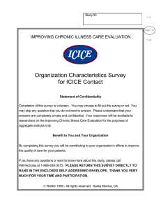 Organization Characteristics Survey for ICICE Contact  IMPROVING CHRONIC ILLNESS CARE EVALUATION