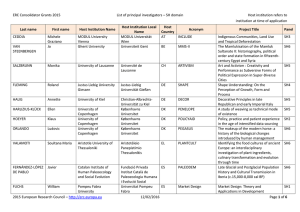 ERC Consolidator Grants 2015 List of principal investigators – SH domain