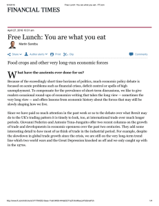 W Free Lunch: You are what you eat  