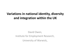 Variations in national identity, diversity and integration within the UK , David Owen,