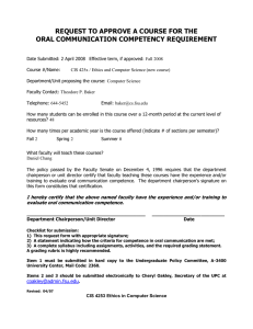 REQUEST TO APPROVE A COURSE FOR THE ORAL COMMUNICATION COMPETENCY REQUIREMENT