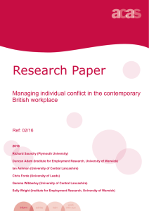 Research Paper Managing individual conflict in the contemporary British workplace Ref: 02/16