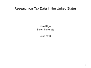 Research on Tax Data in the United States  Nate Hilger Brown University