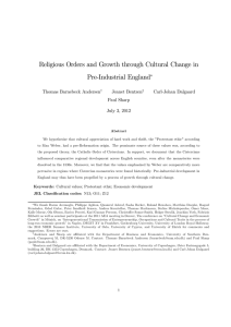 Religious Orders and Growth through Cultural Change in Pre-Industrial England ∗