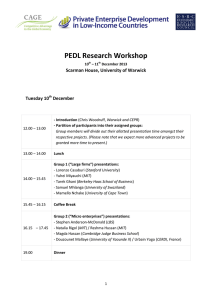 PEDL Research Workshop  Scarman House, University of Warwick Tuesday 10