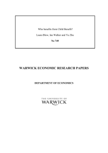 WARWICK ECONOMIC RESEARCH PAPERS  Who benefits from Child Benefit?