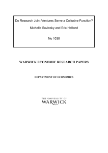 WARWICK ECONOMIC RESEARCH PAPERS  Michelle Sovinsky and Eric Helland