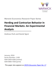 Herding and Contrarian Behavior in Financial Markets: An Experimental Analysis