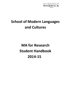 School of Modern Languages and Cultures MA for Research