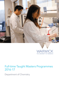 Full-time Taught Masters Programmes 2016-17 Department of Chemistry