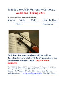 Prairie View A&amp;M University Orchestra Auditions - Spring 2016