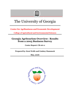 The University of Georgia Georgia Agritourism Overview:  Results
