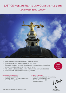 JUSTICE Human Rights Law Conference 2016 14 October 2016, London