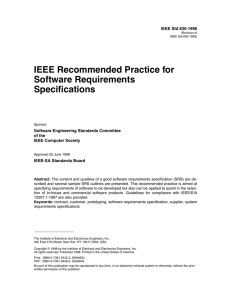 IEEE Recommended Practice for Software Requirements SpeciÞcations