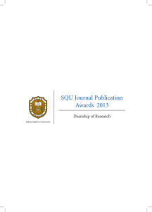 SQU Journal Publication Awards  2013 Deanship of Research Sultan Qaboos University