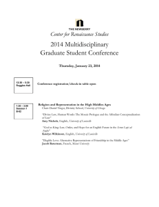 2014 Multidisciplinary Graduate Student Conference Center for Renaissance Studies