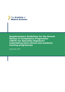 Supplementary Guidelines for the Annual Review of Competence Progression