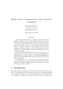 Sparse arrays of signatures for online character recognition Benjamin Graham November 12, 2013