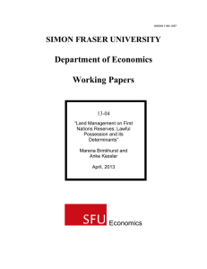 Department of Economics Working Papers SIMON FRASER UNIVERSITY
