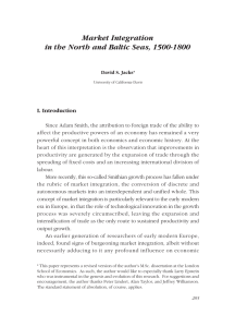 Market Integration in the North and Baltic Seas, 1500-1800 I. Introduction