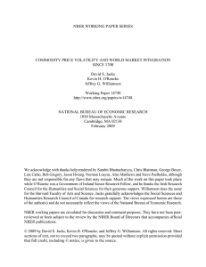 NBER WORKING PAPER SERIES COMMODITY PRICE VOLATILITY AND WORLD MARKET INTEGRATION